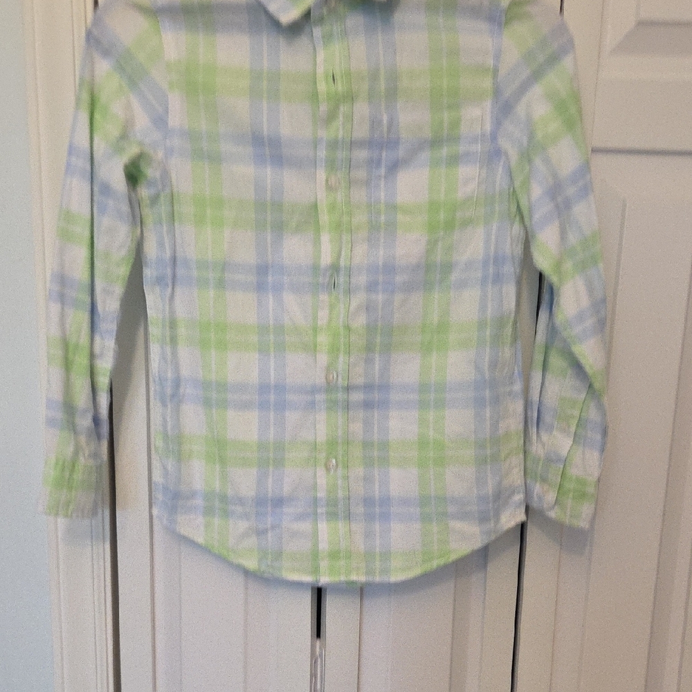 Cat & Jack Pastel Green and Blue Plaid Shirt